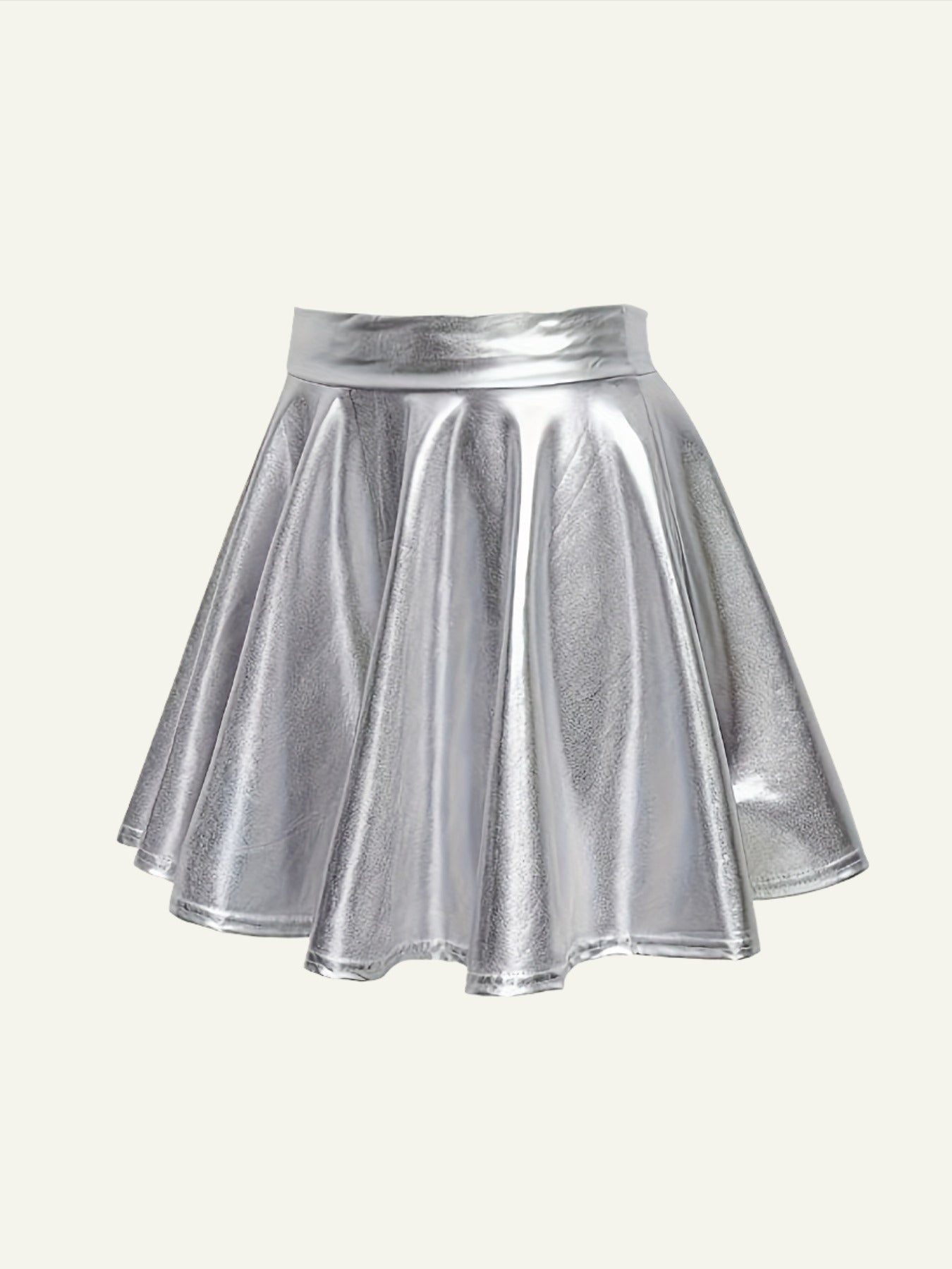 Silver Pleated Mini Skirt