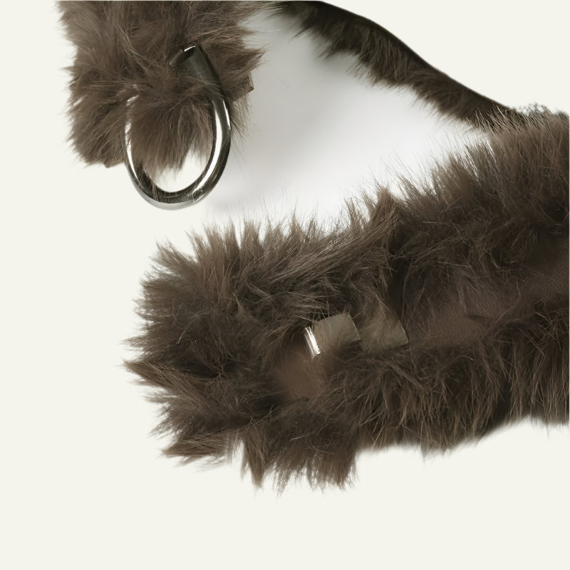Vintage Style Faux Fur Waist Belt with Metal Hook