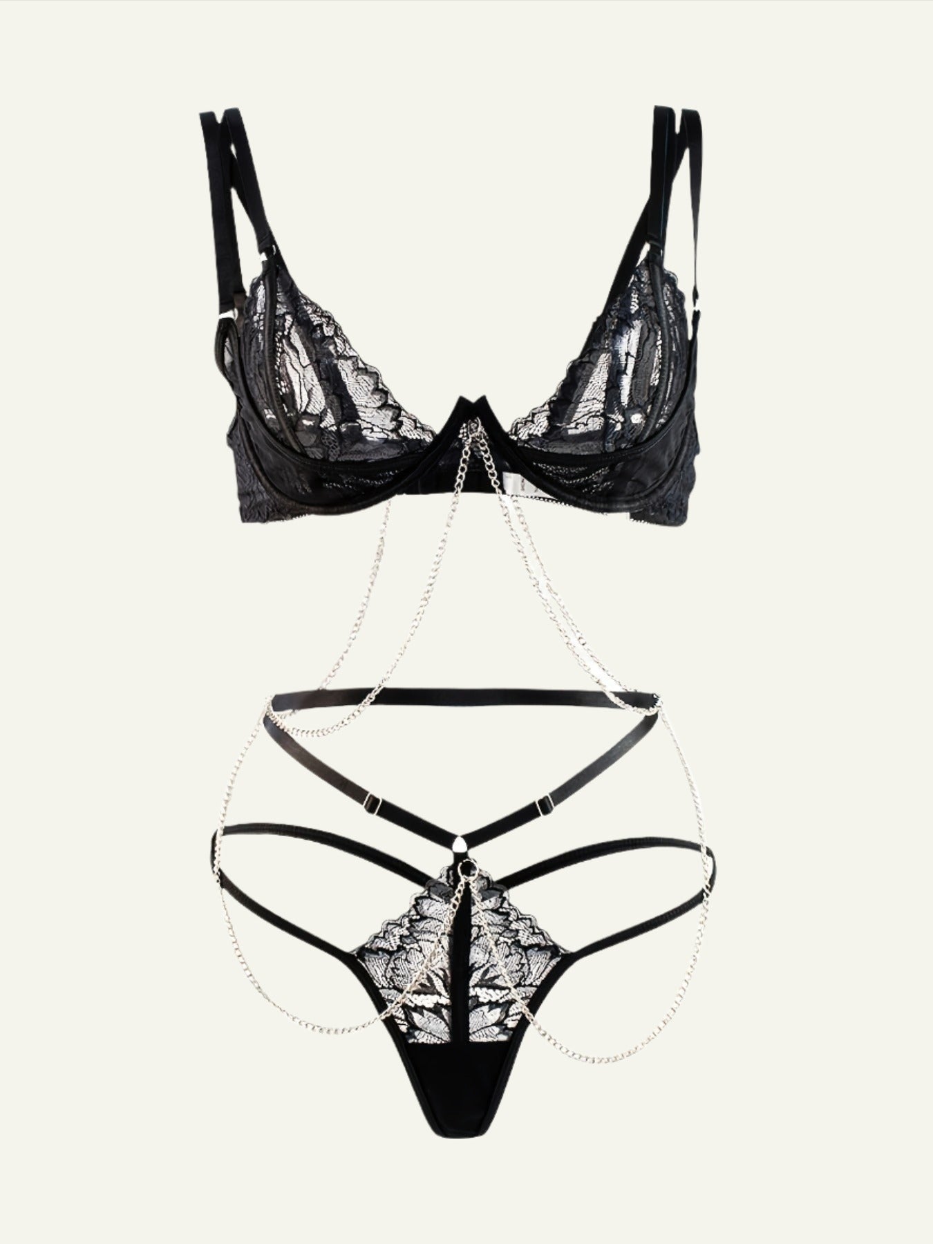 Chain Strappy Lingerie Set