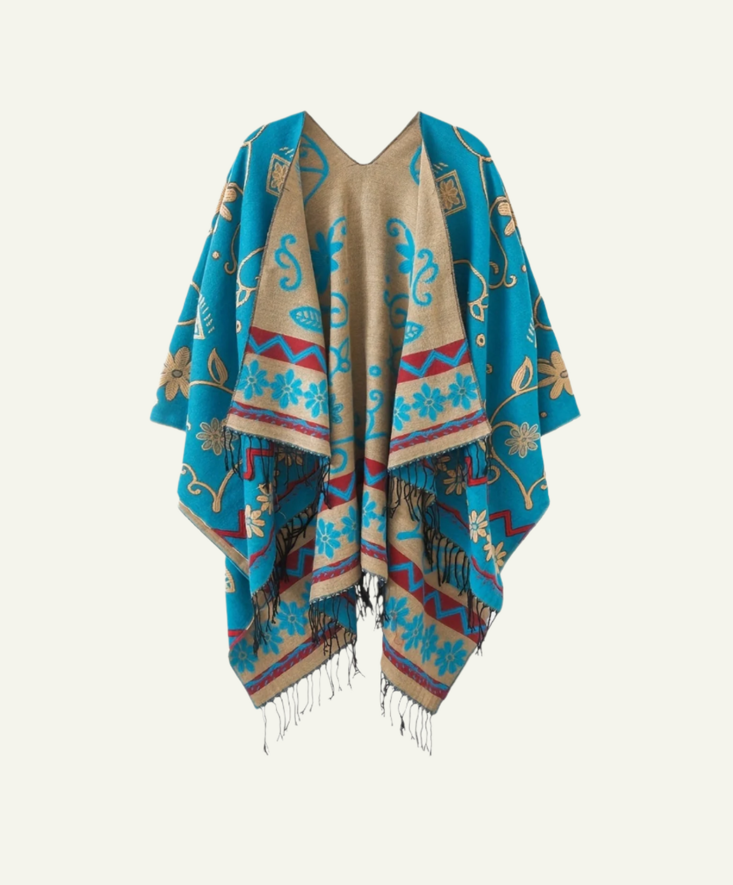 Blue Flower Poncho