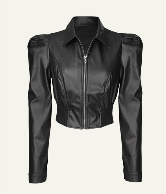 Boss Bitch High Collar Leather Bomber