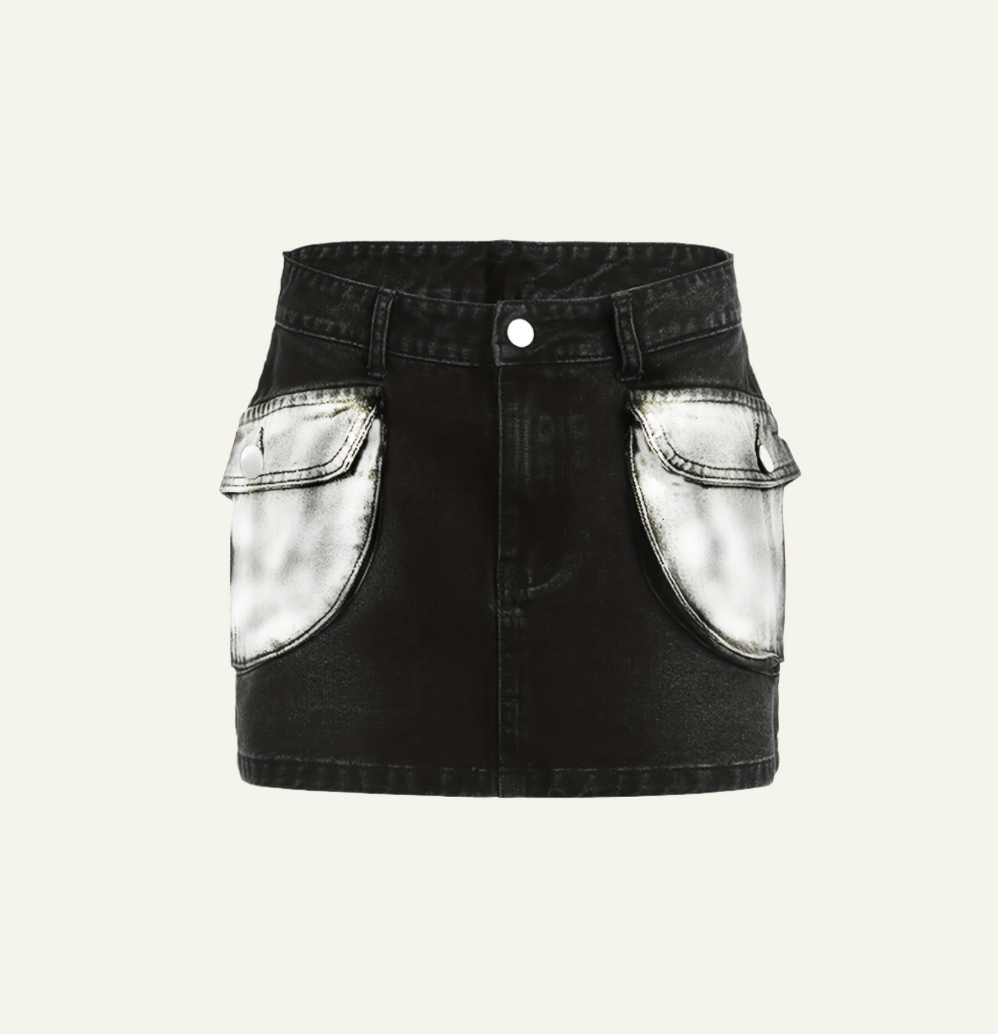 Black Silvery Denim Mini Skirt
