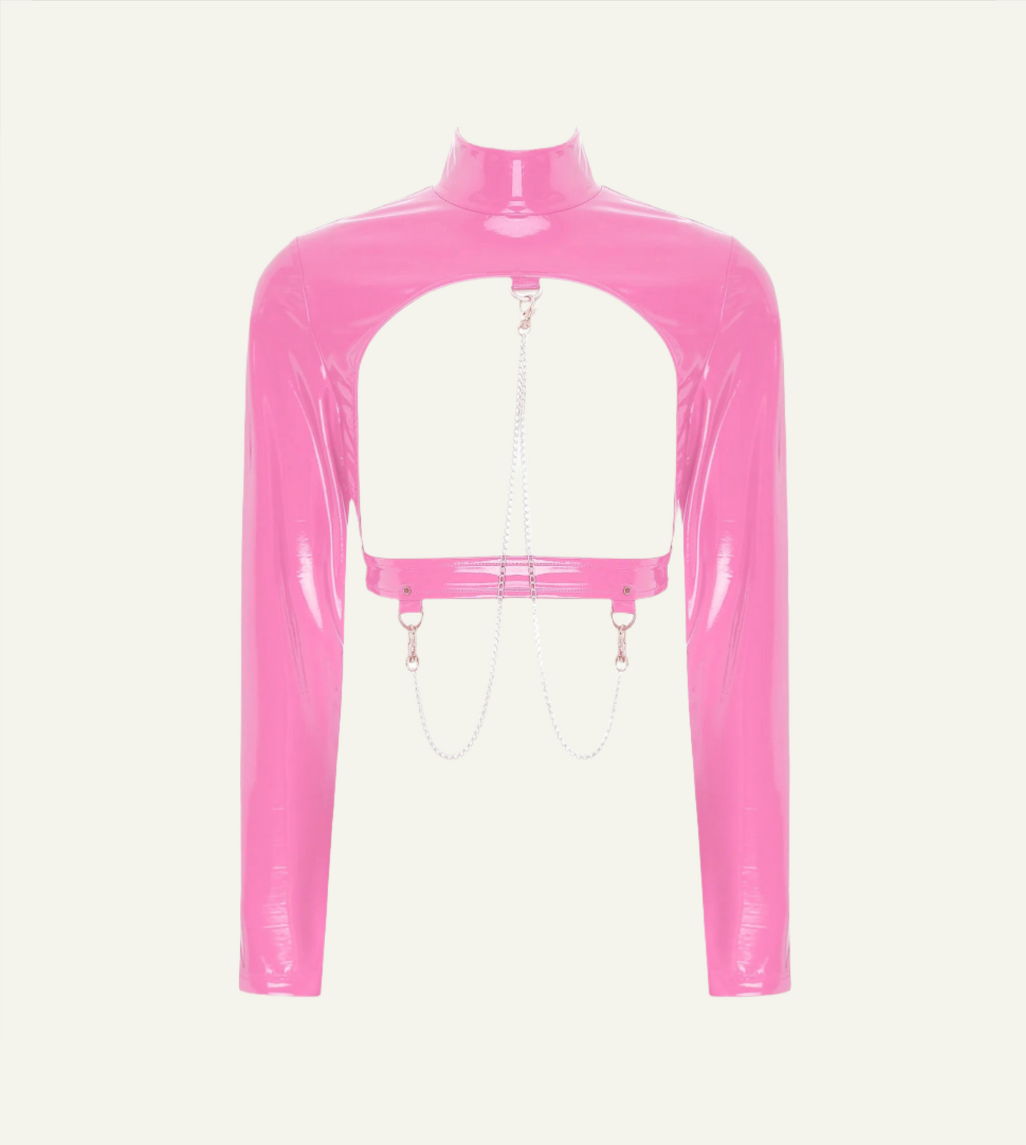 Cropped Cut-Out Latex Jacket
