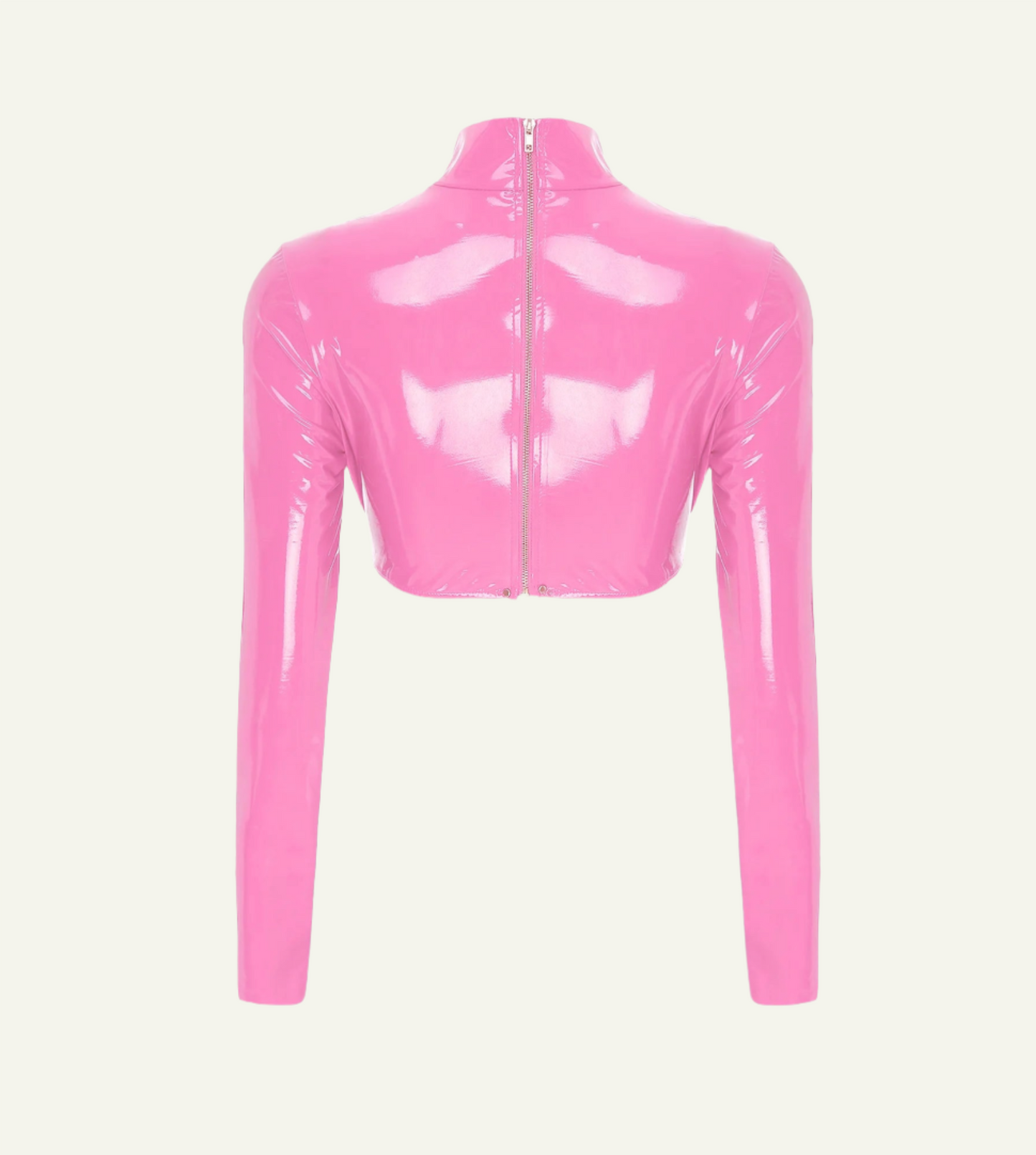 Cropped Cut-Out Latex Jacket