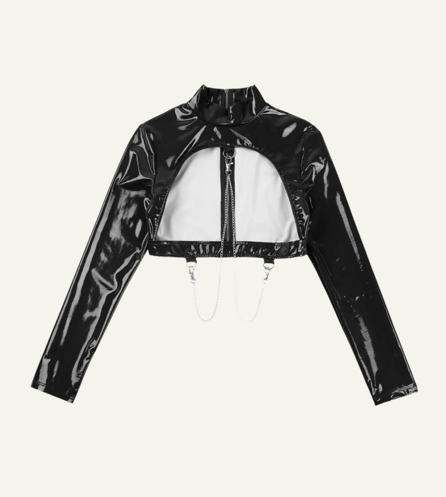 Cropped Cut-Out Latex Jacket