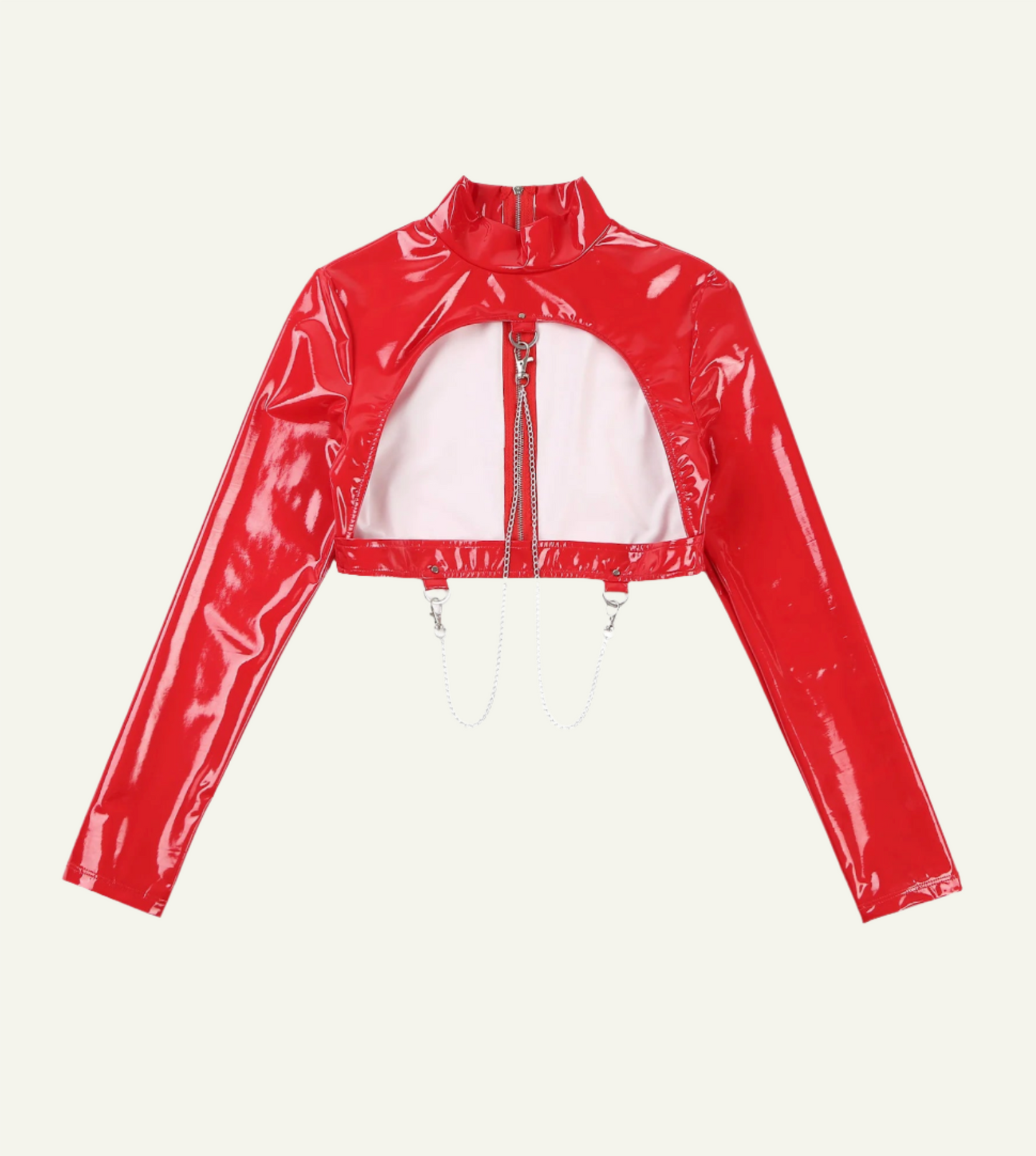 Cropped Cut-Out Latex Jacket