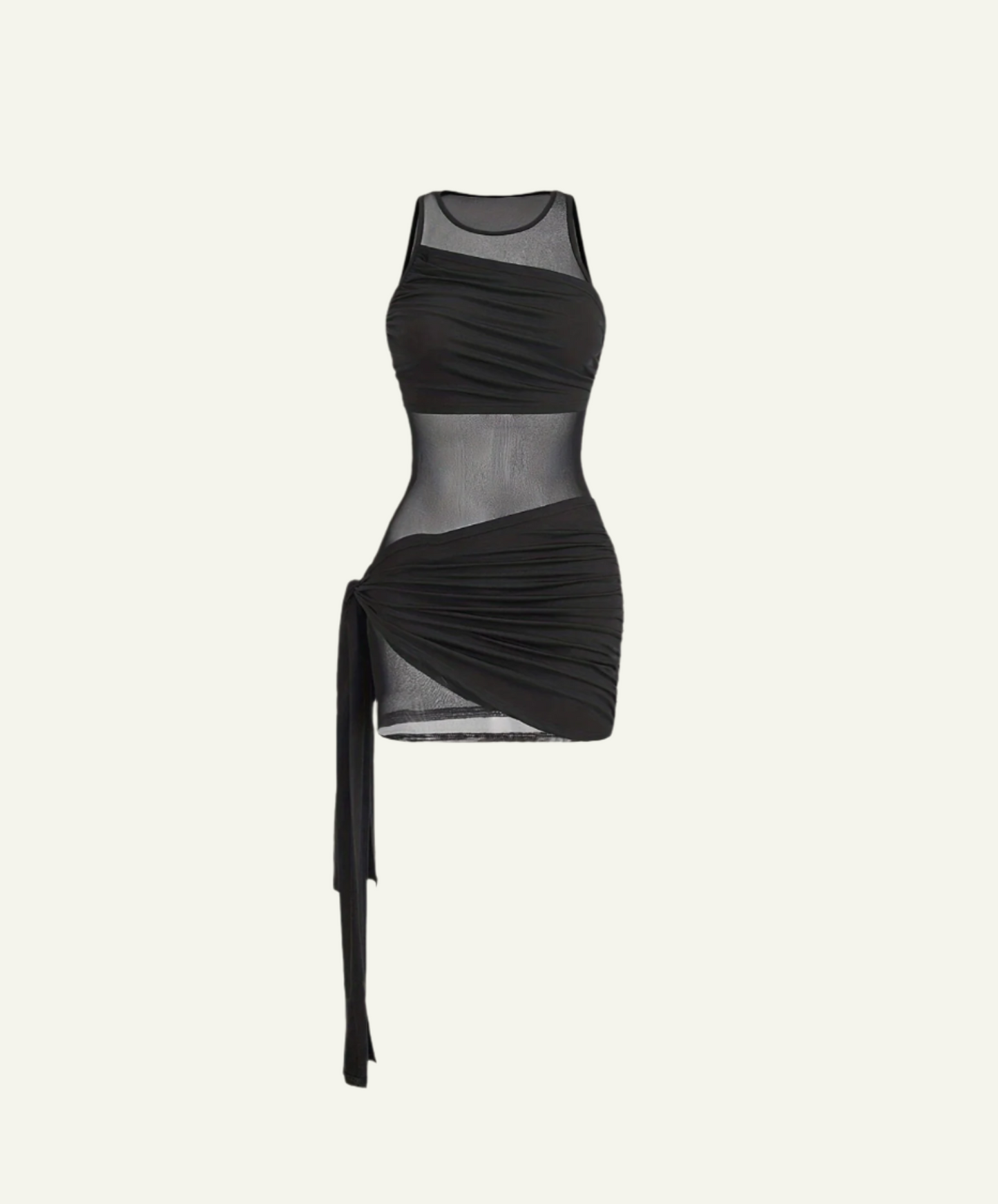 Mesh Mini Dress with Wrap Tied Skirt