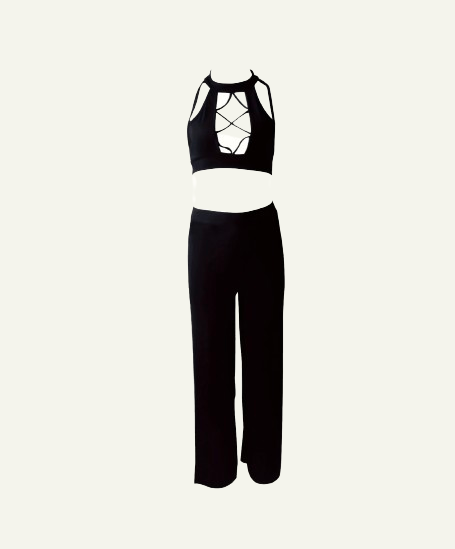 Criss Cross Crop Top & Split Pants Set