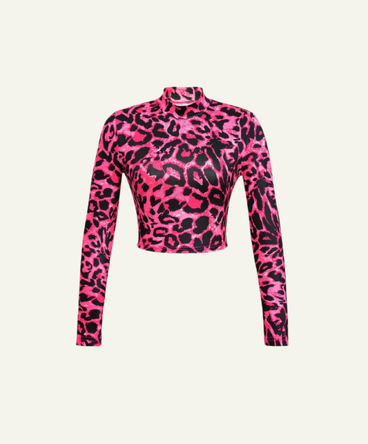 Pink Leopard Barbie Crop Top