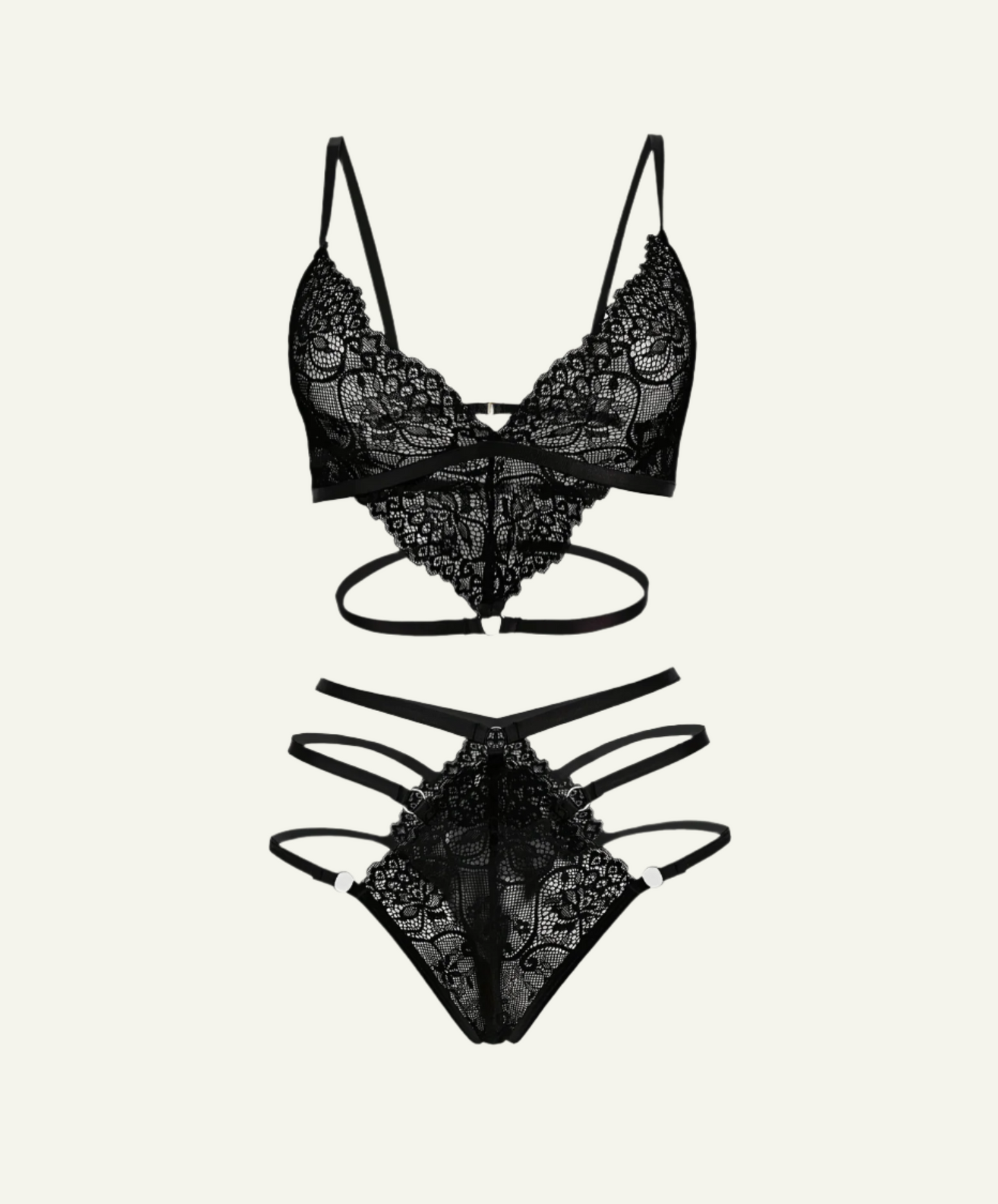 Hollow Out Floral Lingerie Set