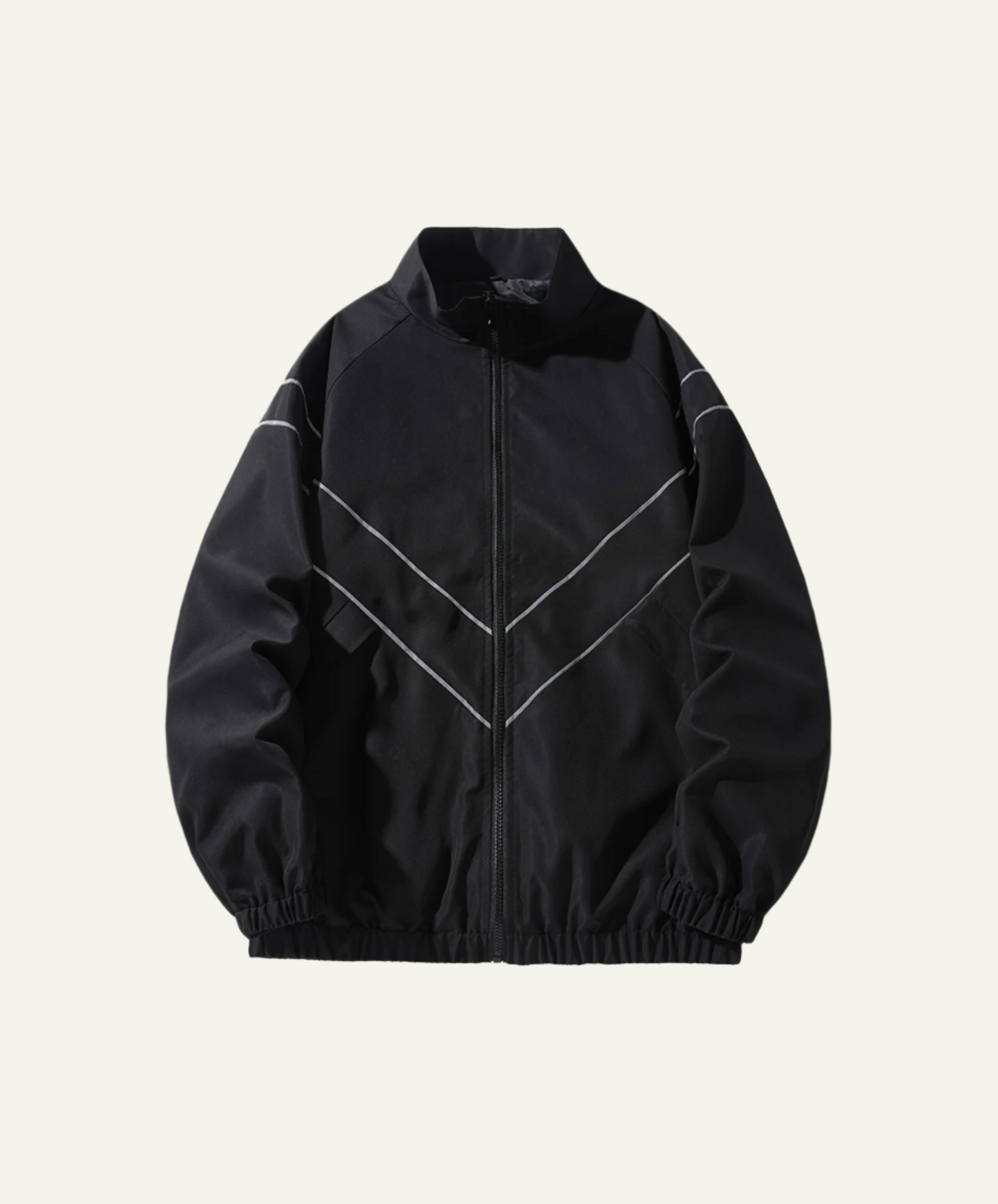 Color Stripe Jacket With Stand Collar