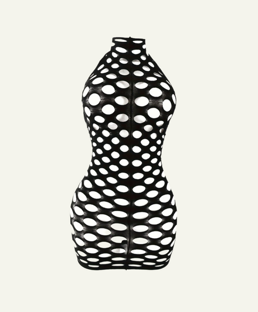 Backless Fishnet Mini Dress