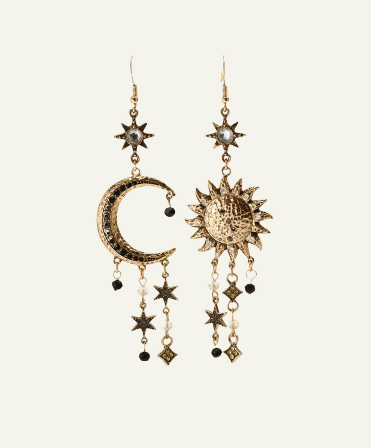 Sun Moon Rhinestone Earrings