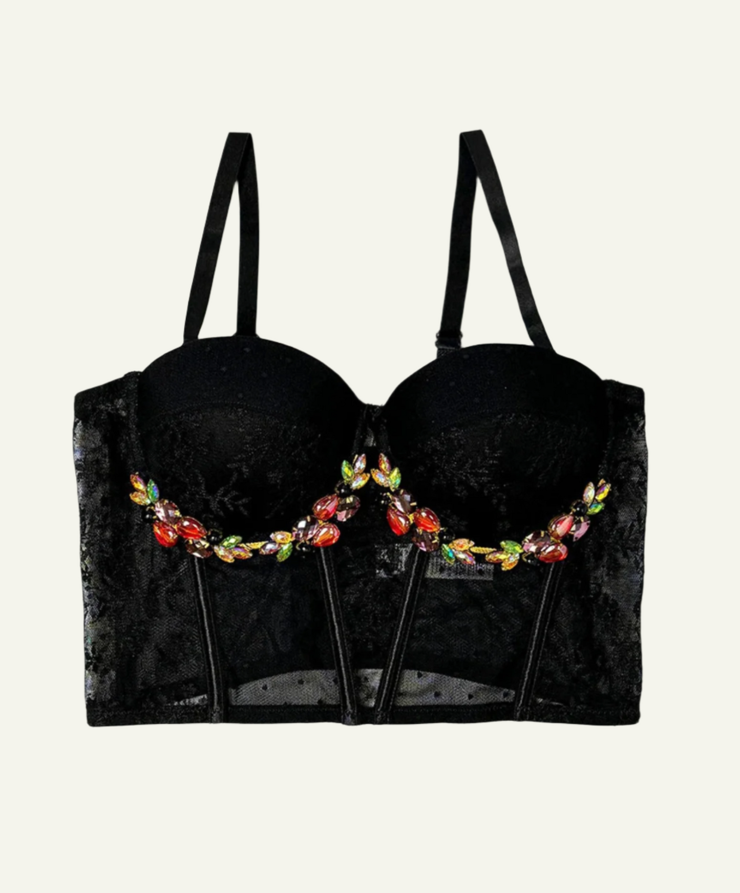 Mesh Rhinestone Crop Top