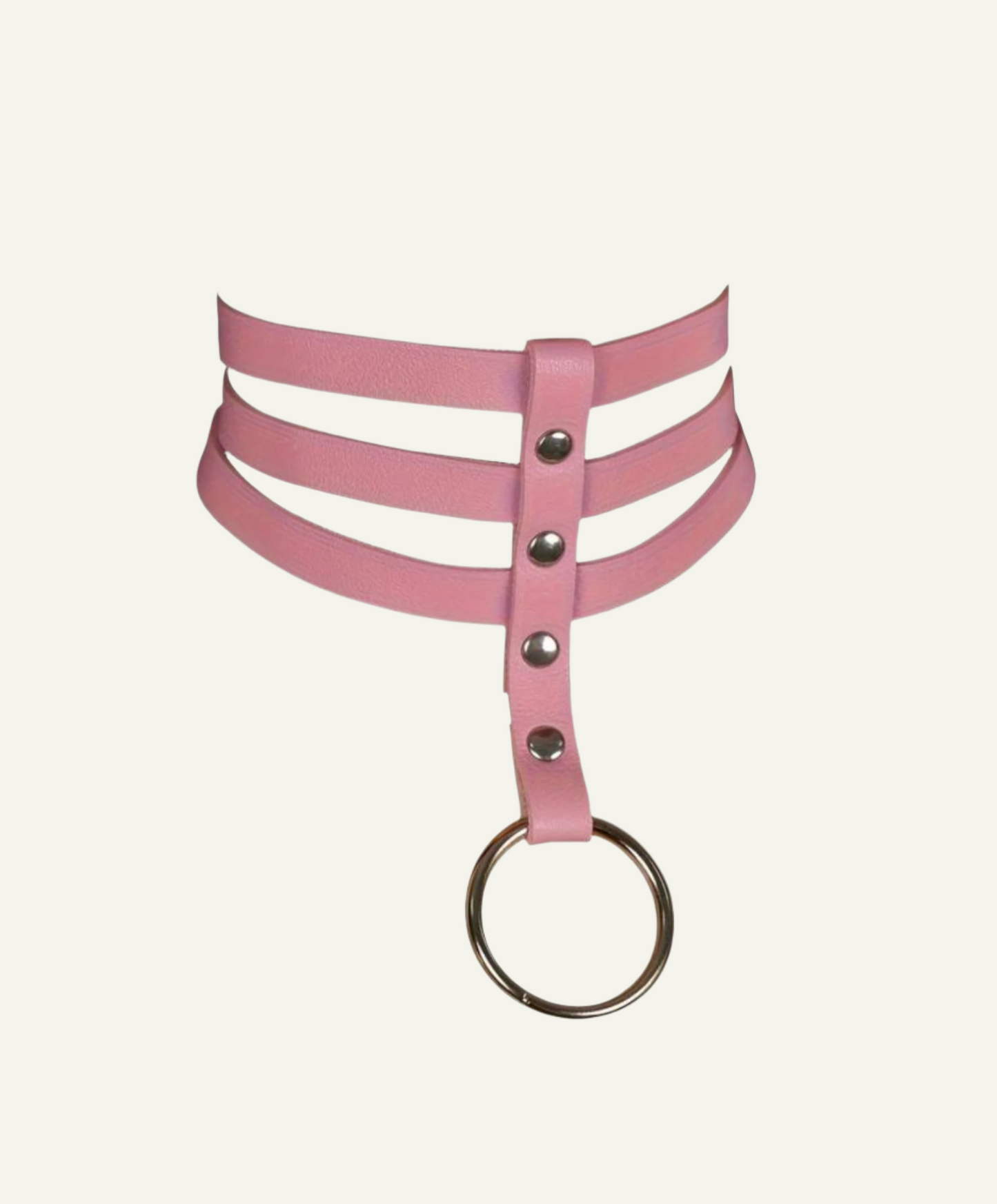 Pink Leather Barbie Three Straps Choker