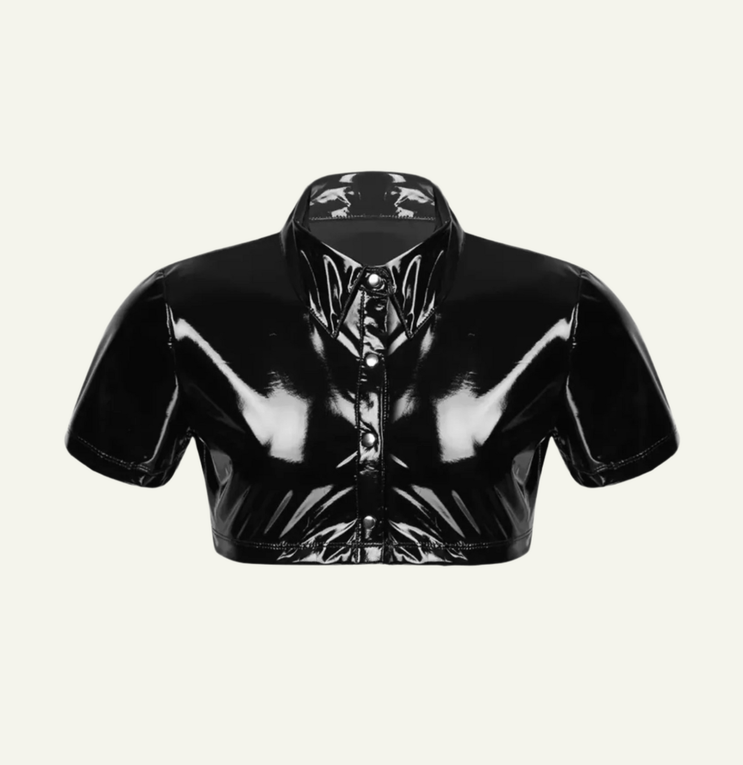 Latex Collar Crop Top