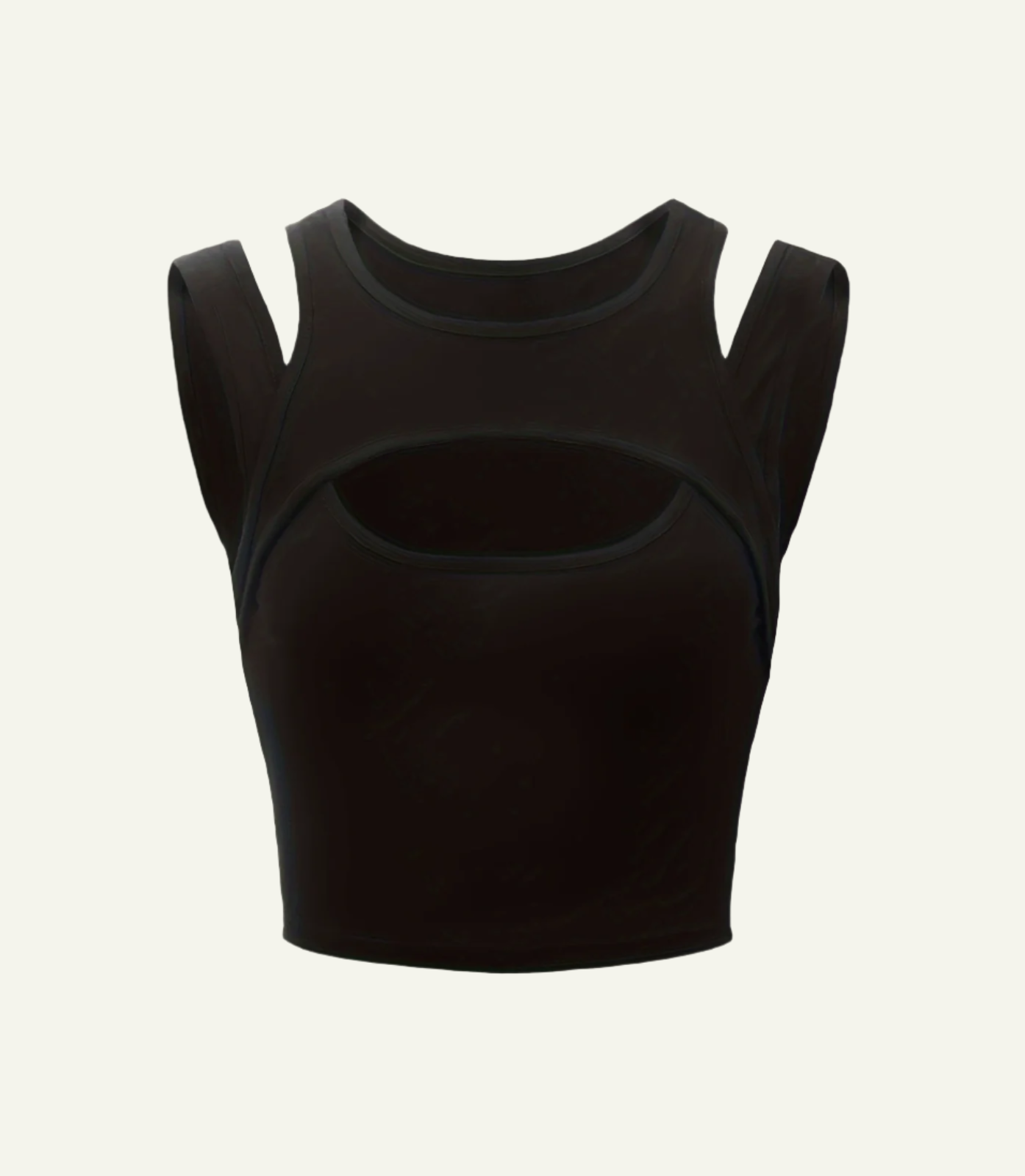 Shoulder Cut Out Crew Neck Top
