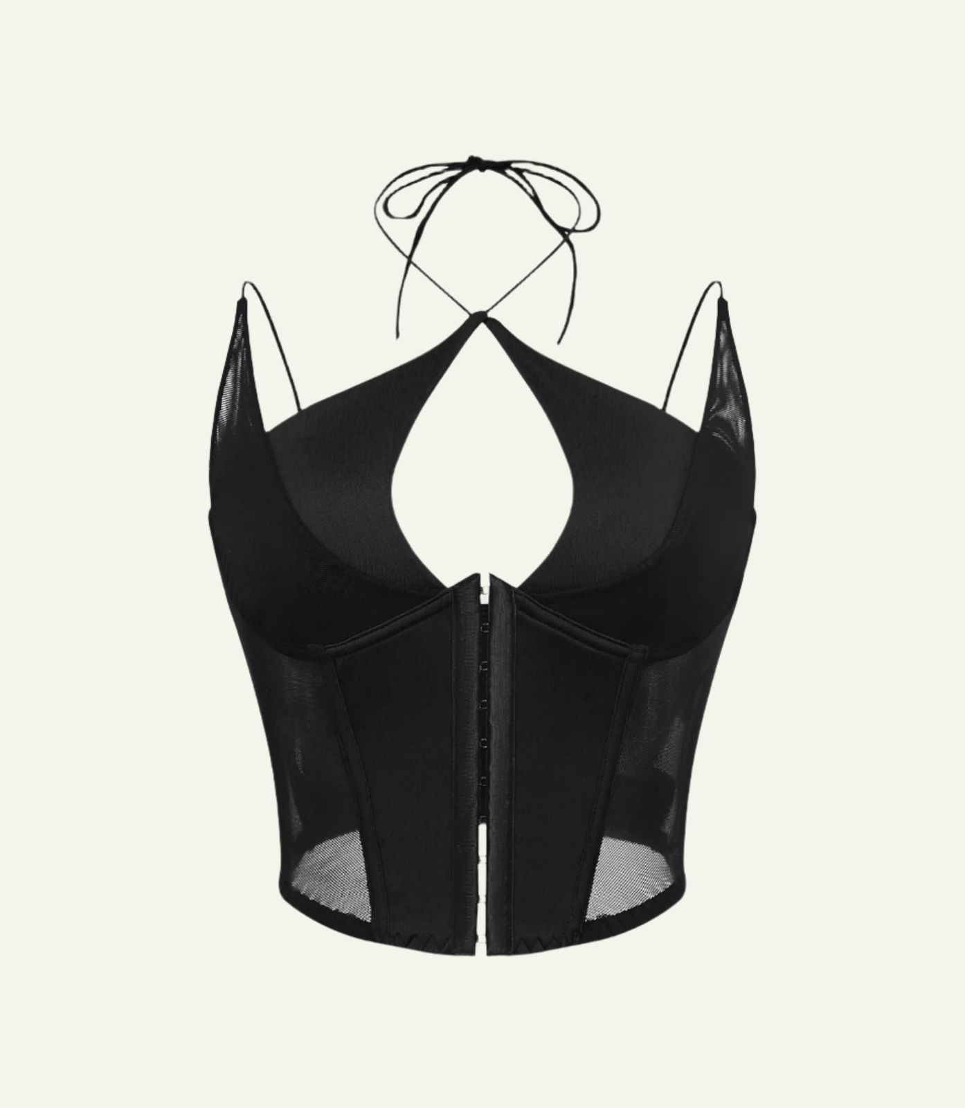 Cropped Mesh Halter Neck Corset