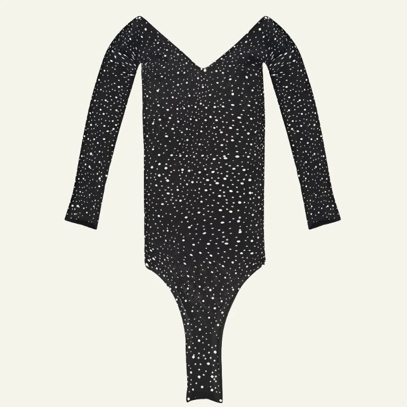 Rhinestone Glitter Fishnet Bodysuit