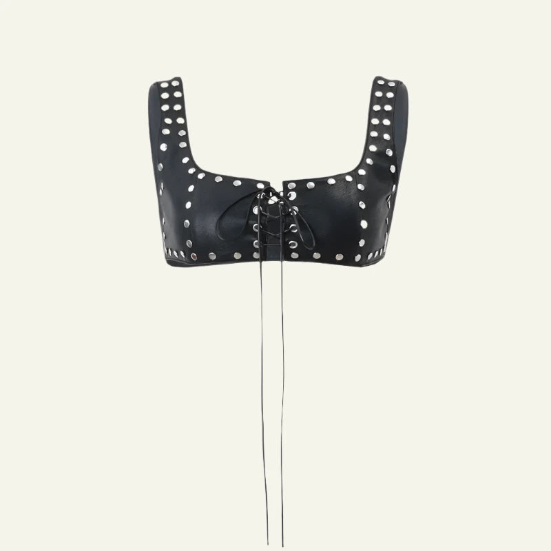 Backless Leather Bandage Crop Top