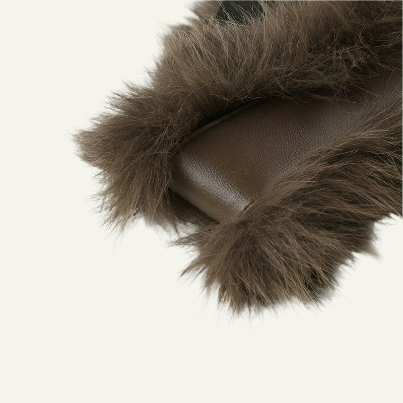 Vintage Style Faux Fur Waist Belt with Metal Hook