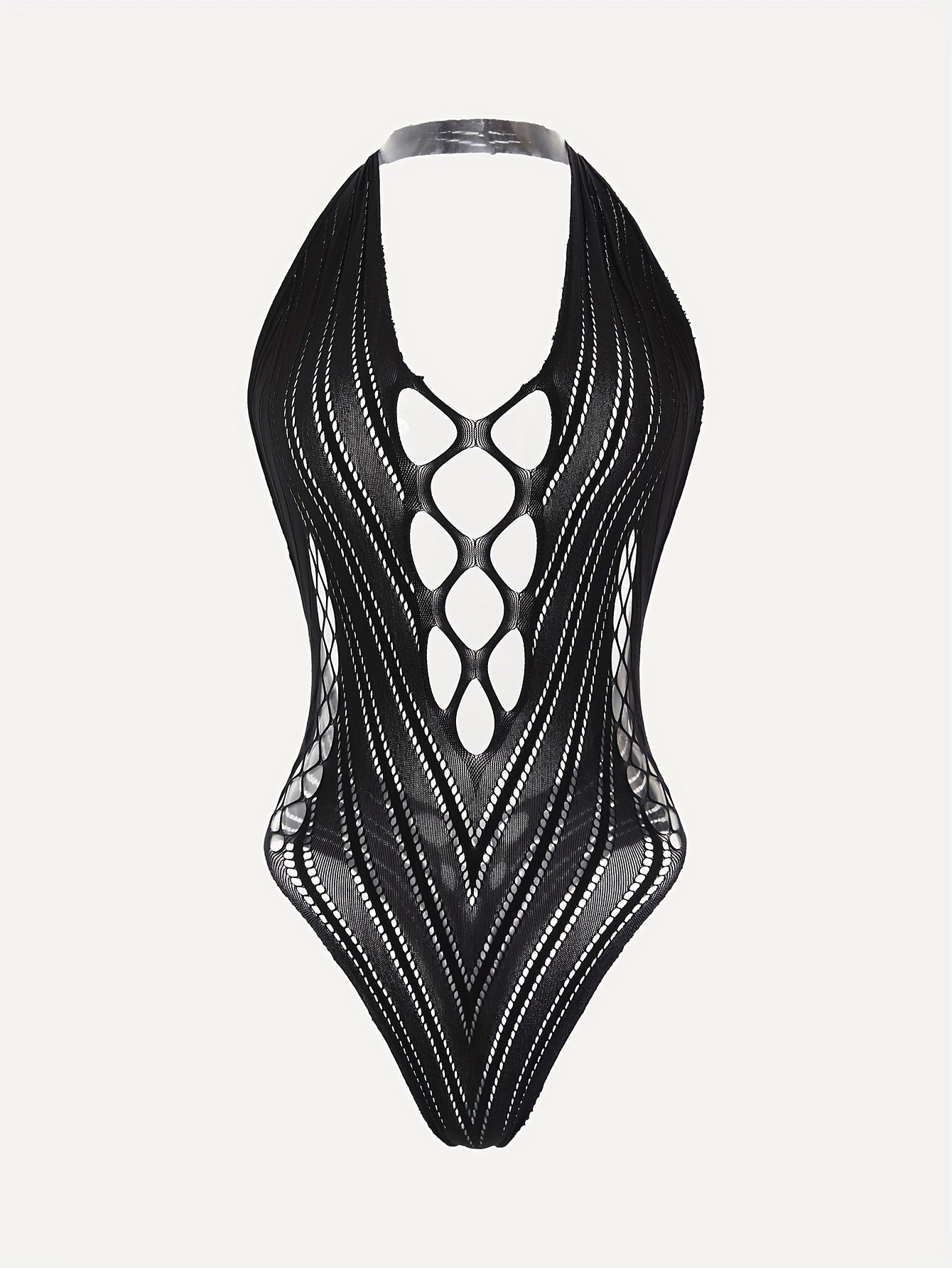 Mesh Jacquard Neck Holder Bodysuit