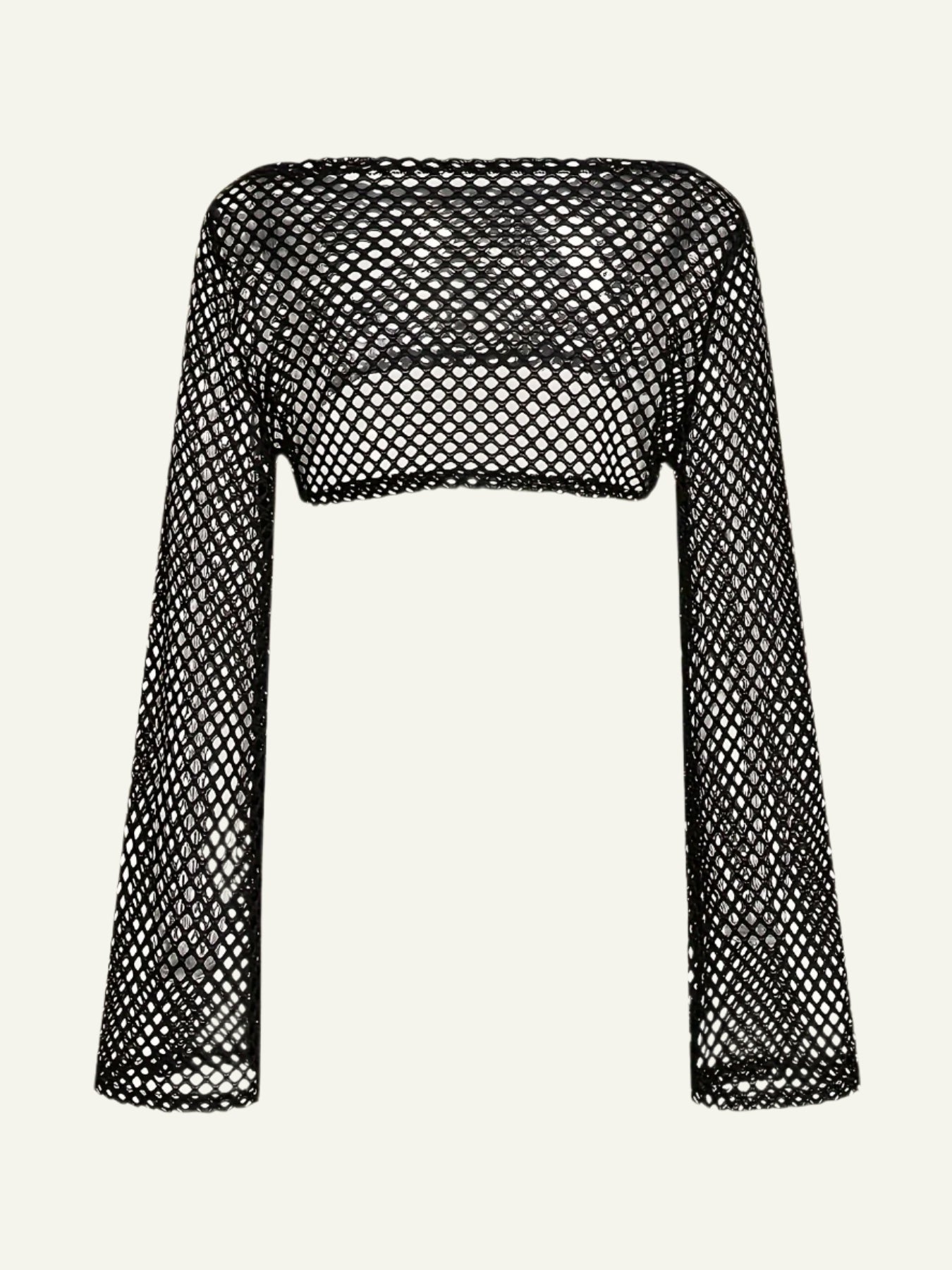 Black Flare Fishnet Top