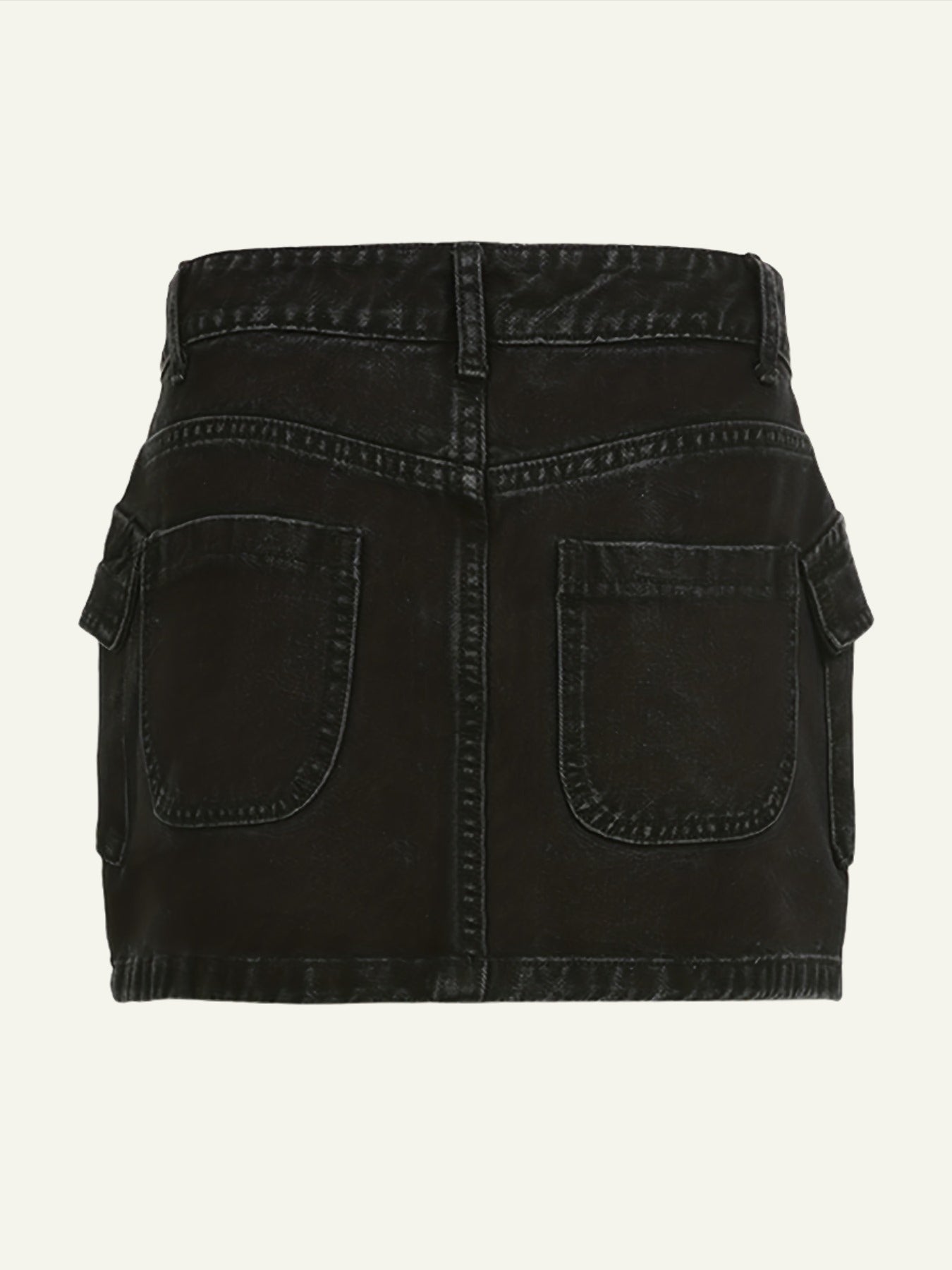 Black Silvery Denim Mini Skirt