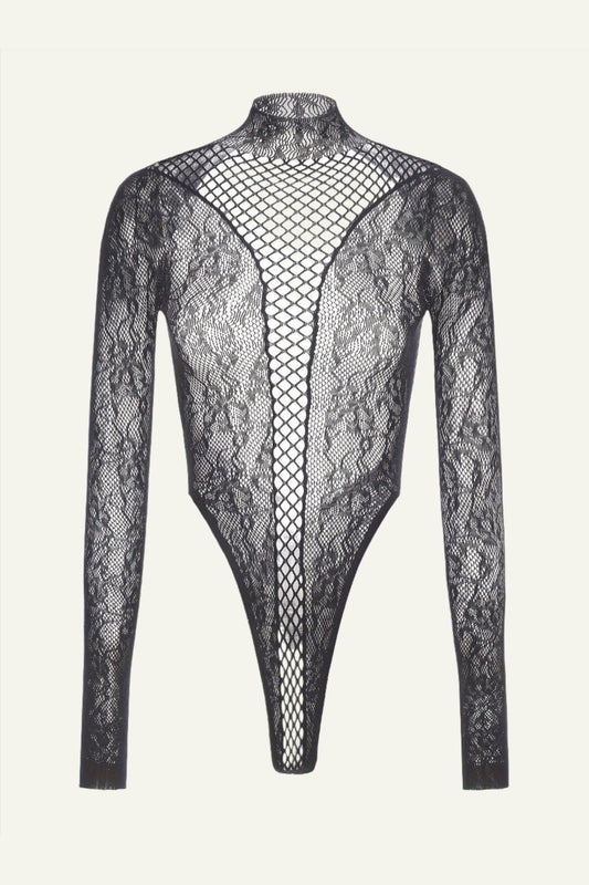 Jacquard Fishnet Bodysuit