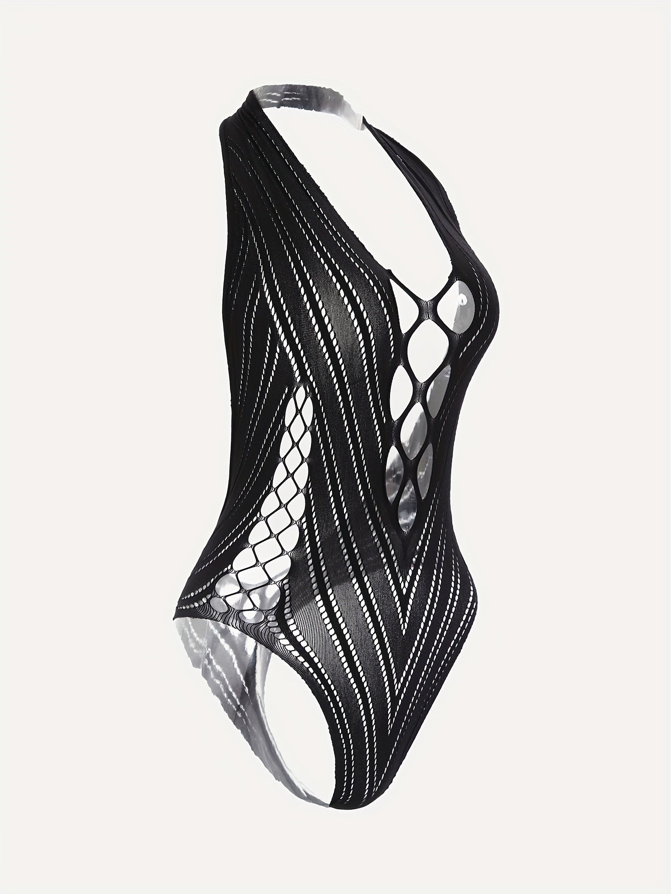 Mesh Jacquard Neck Holder Bodysuit