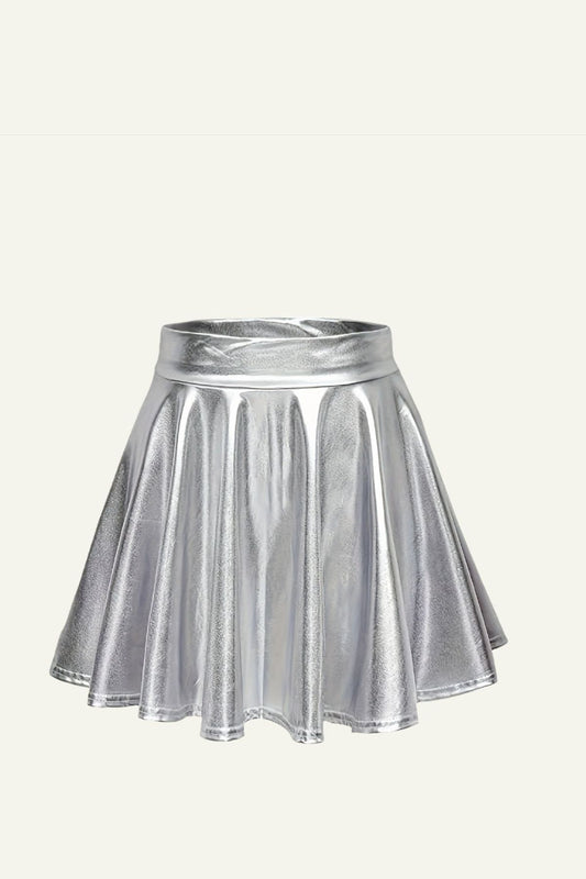 Silver Pleated Mini Skirt