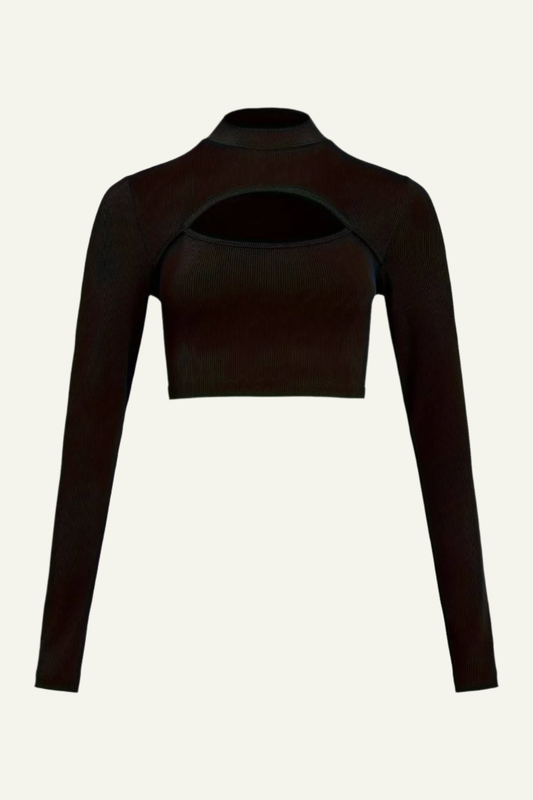 Cut Out Crew Neck Crop Top