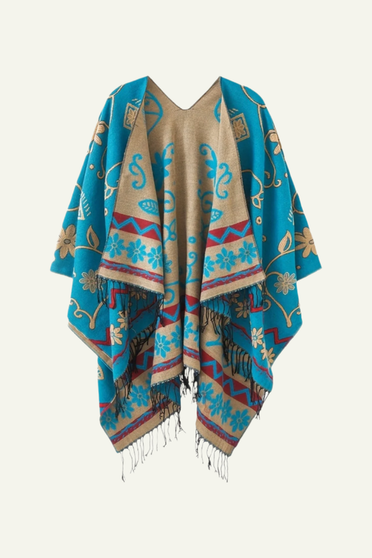 Blue Flower Poncho