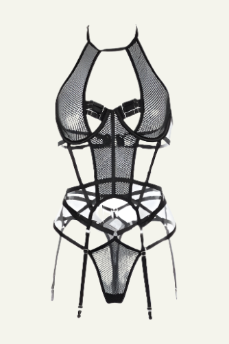 Extraordinary Fishnet Bodysuit with Garter