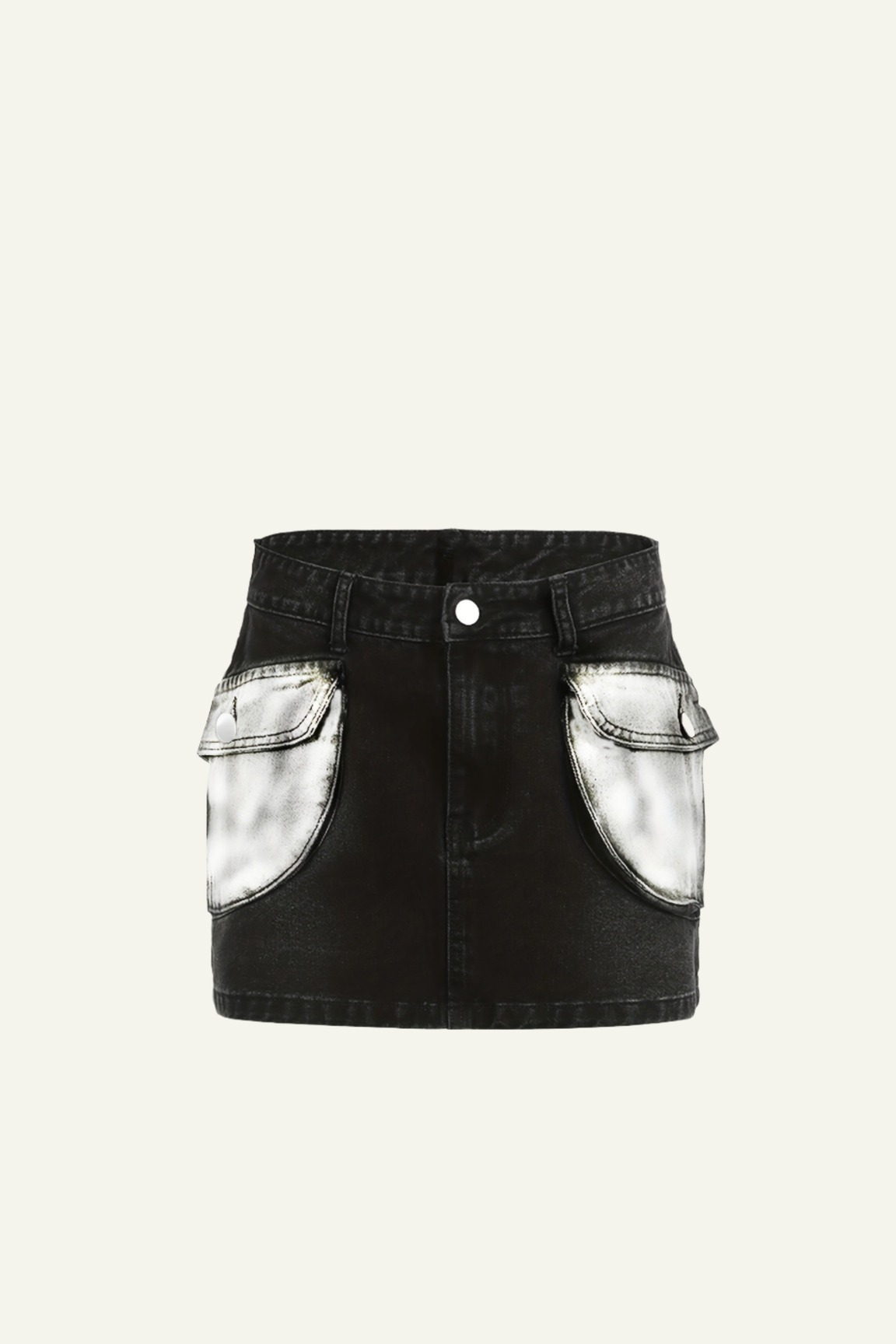 Black Silvery Denim Mini Skirt