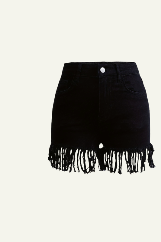 High Waisted Fringe Shorts