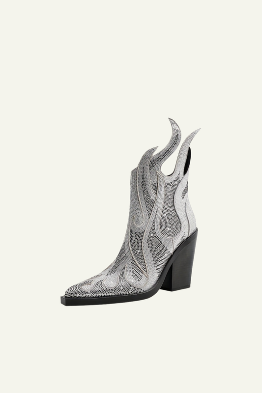 Shiny Silver Flame Boots