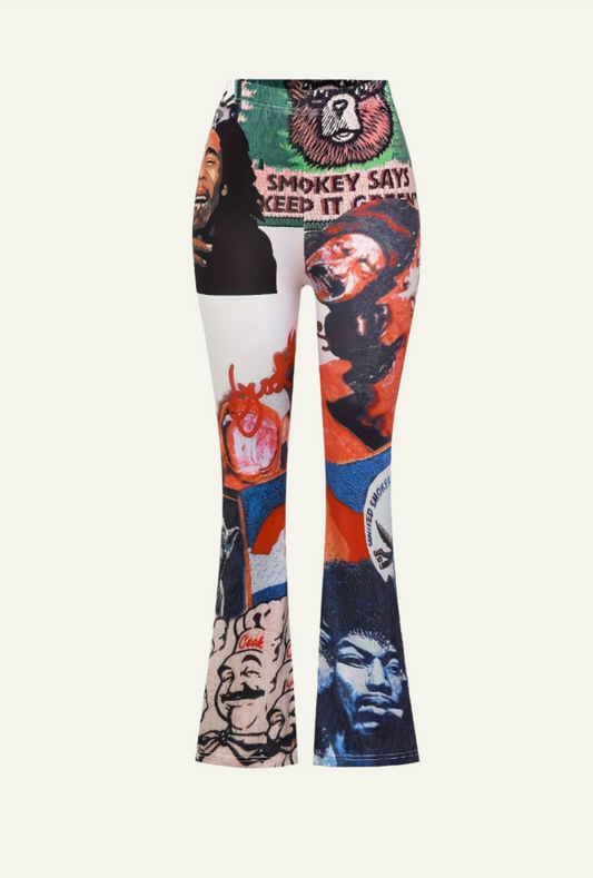 Graphic Print High-rise Pants