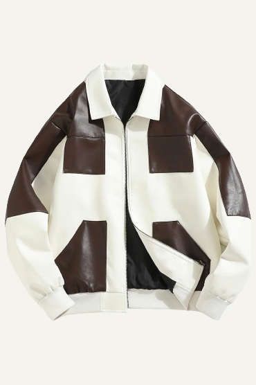 Modern White-Brown Leather Jacket