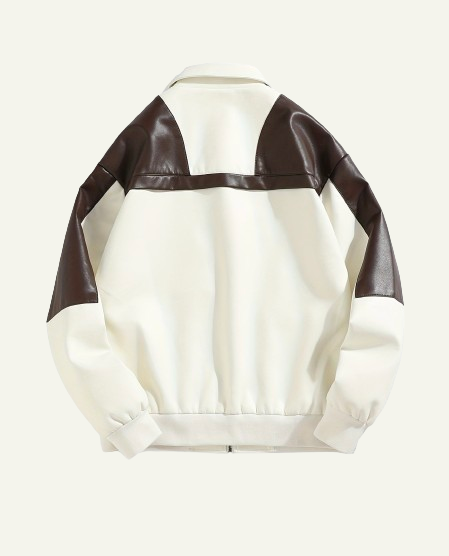 Modern White-Brown Leather Jacket