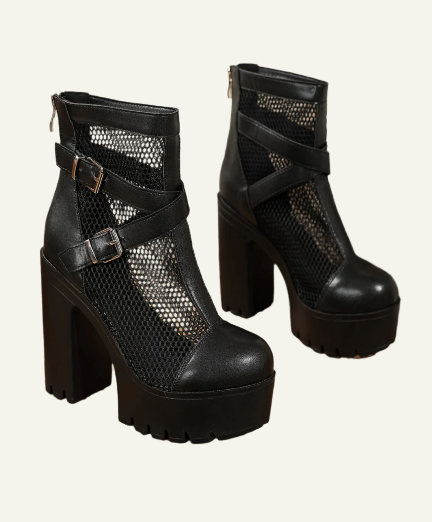 Mesh Cutout Platform Boots