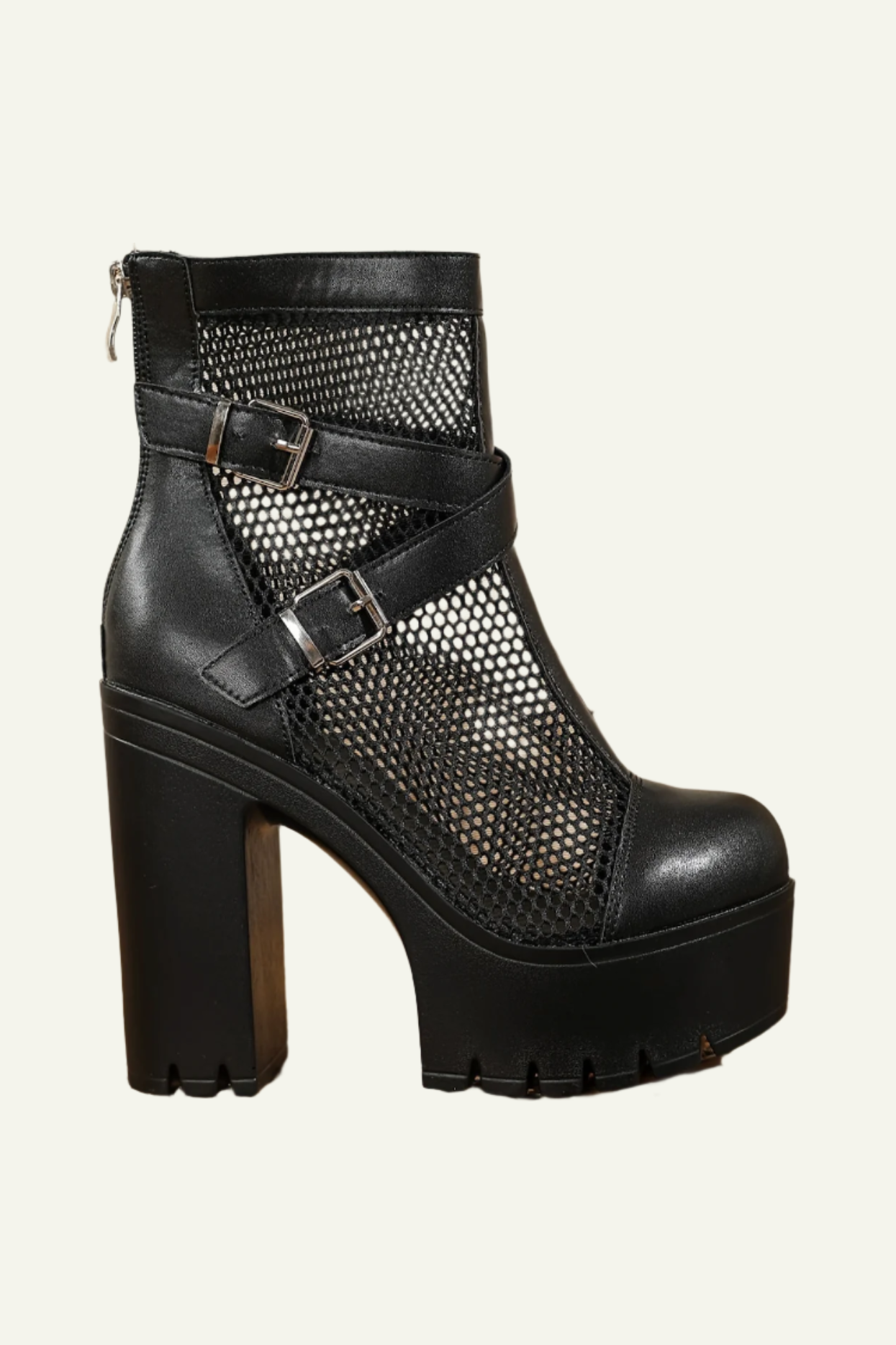 Mesh Cutout Platform Boots