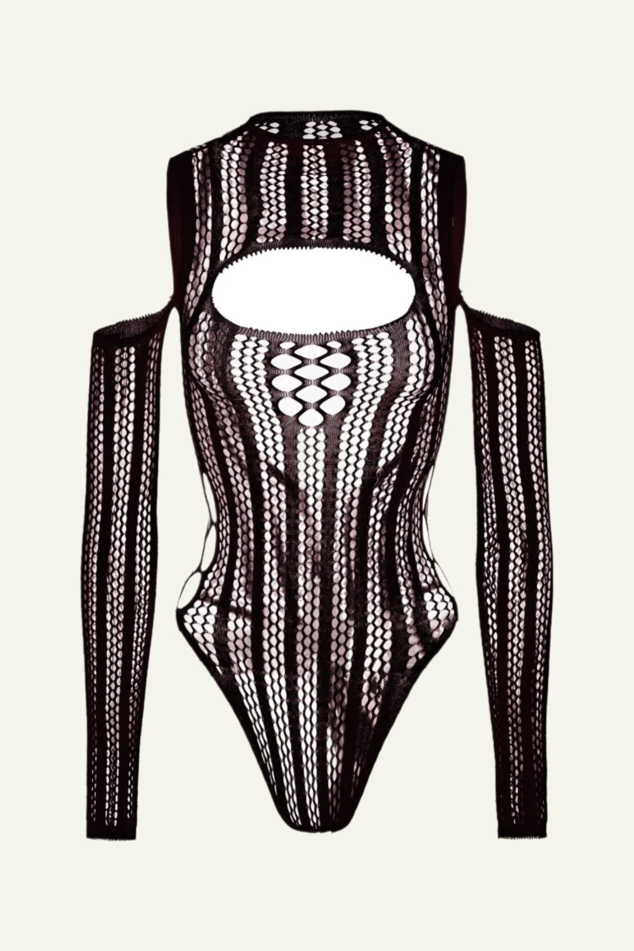 Fishnet Hollow Out Long Sleeve Bodysuit