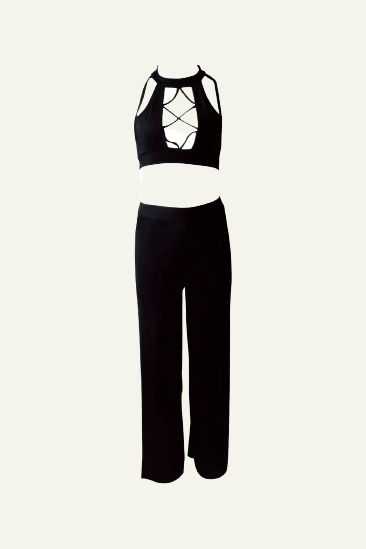 Criss Cross Crop Top & Split Pants Set