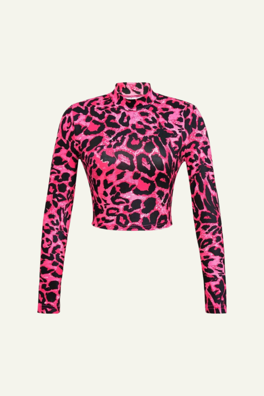 Pink Leopard Barbie Crop Top