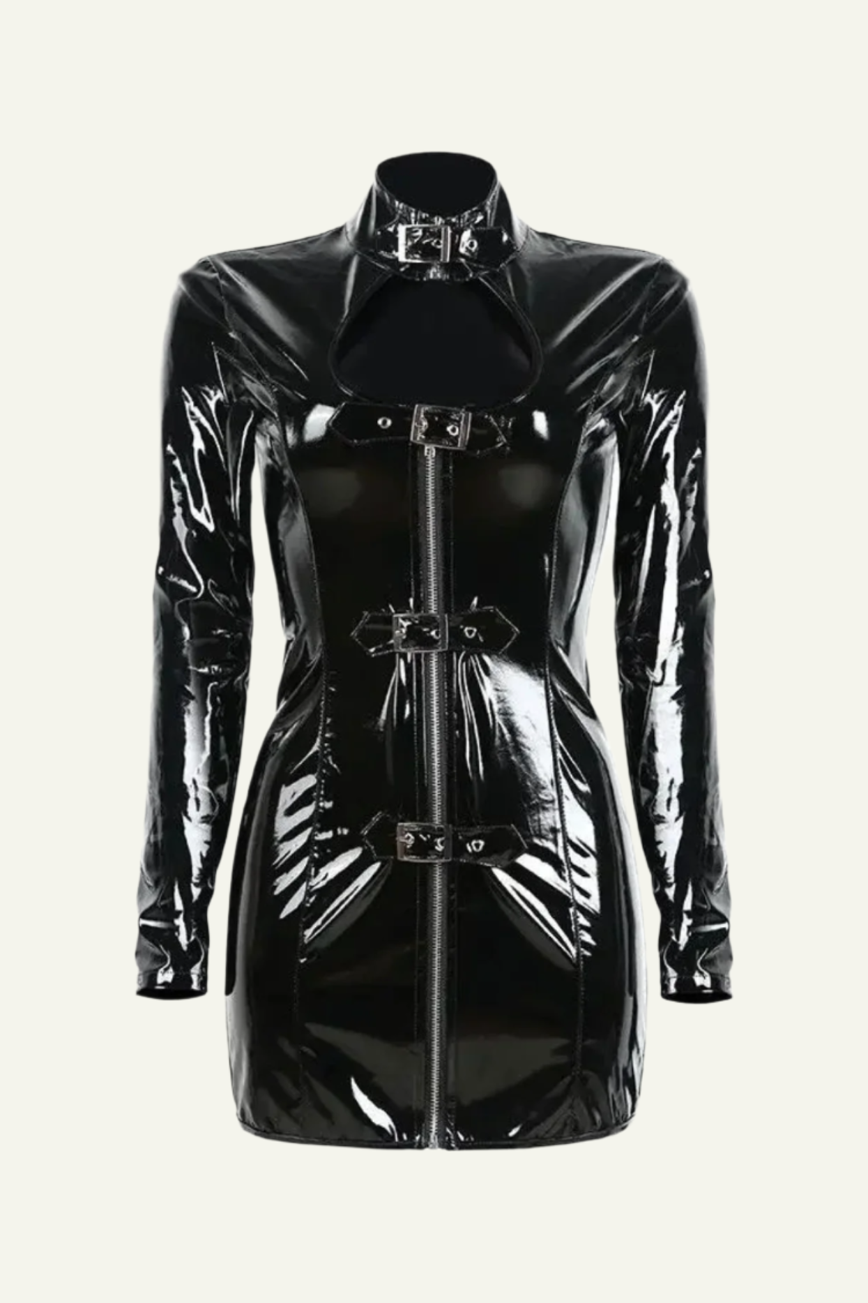 Latex Buckle Mini Dress