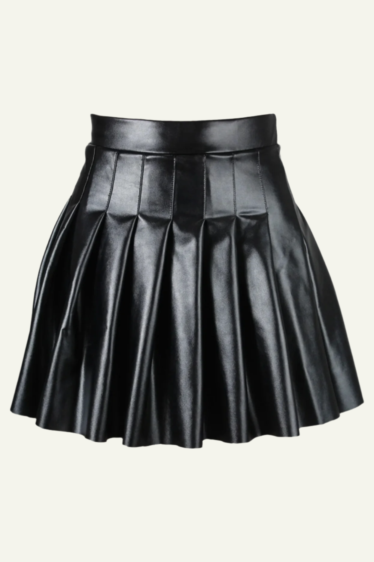 Flared Leather Mini Skirt