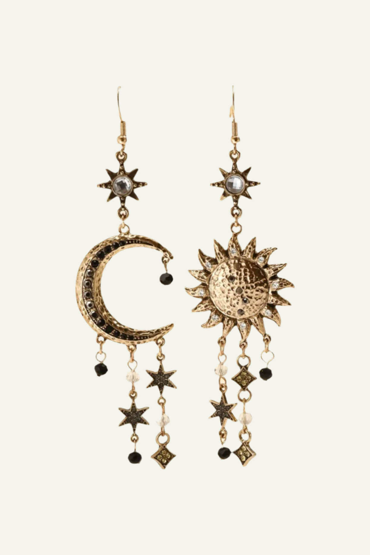 Sun Moon Rhinestone Earrings