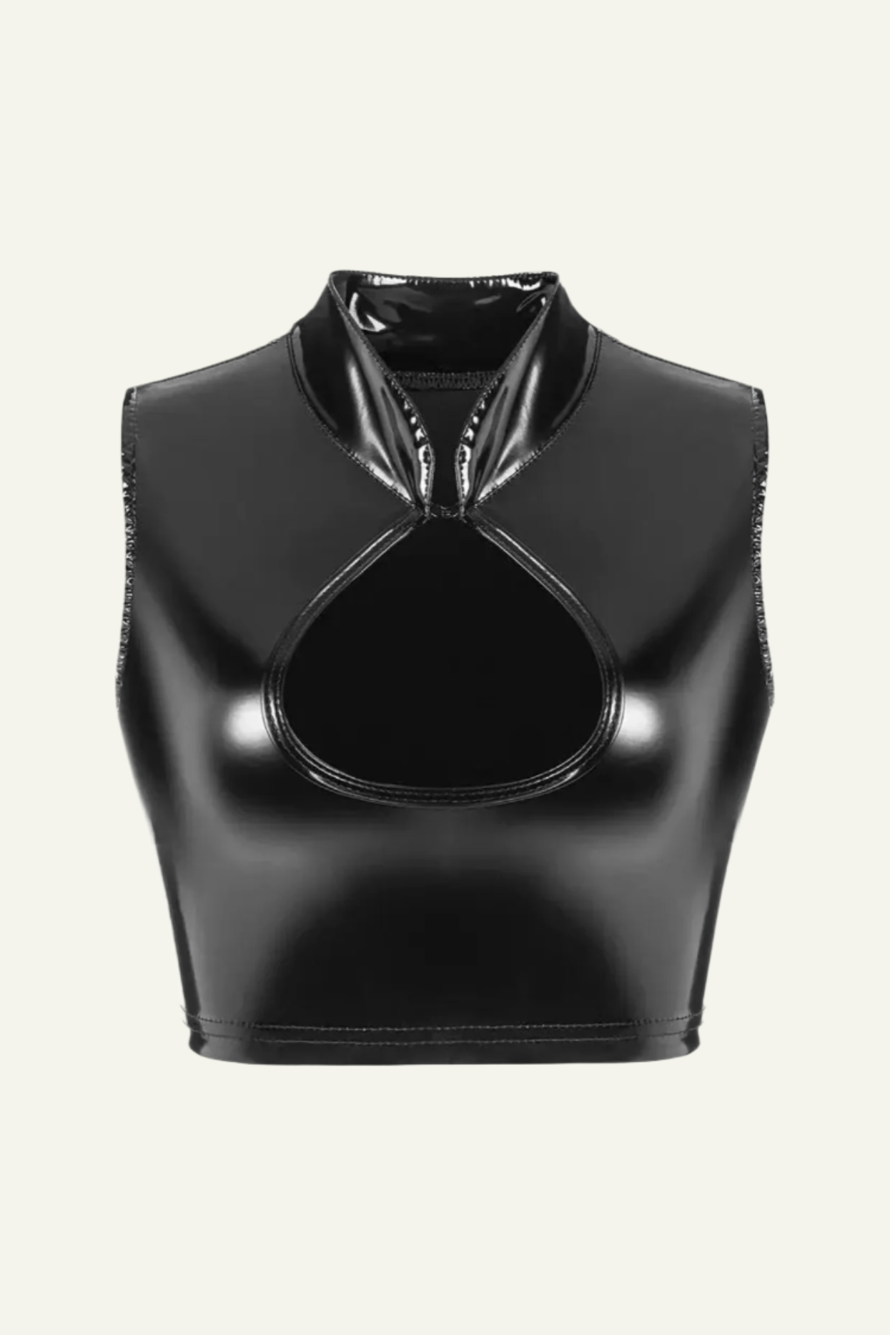 Stand Collar Hollow Out Latex Vest