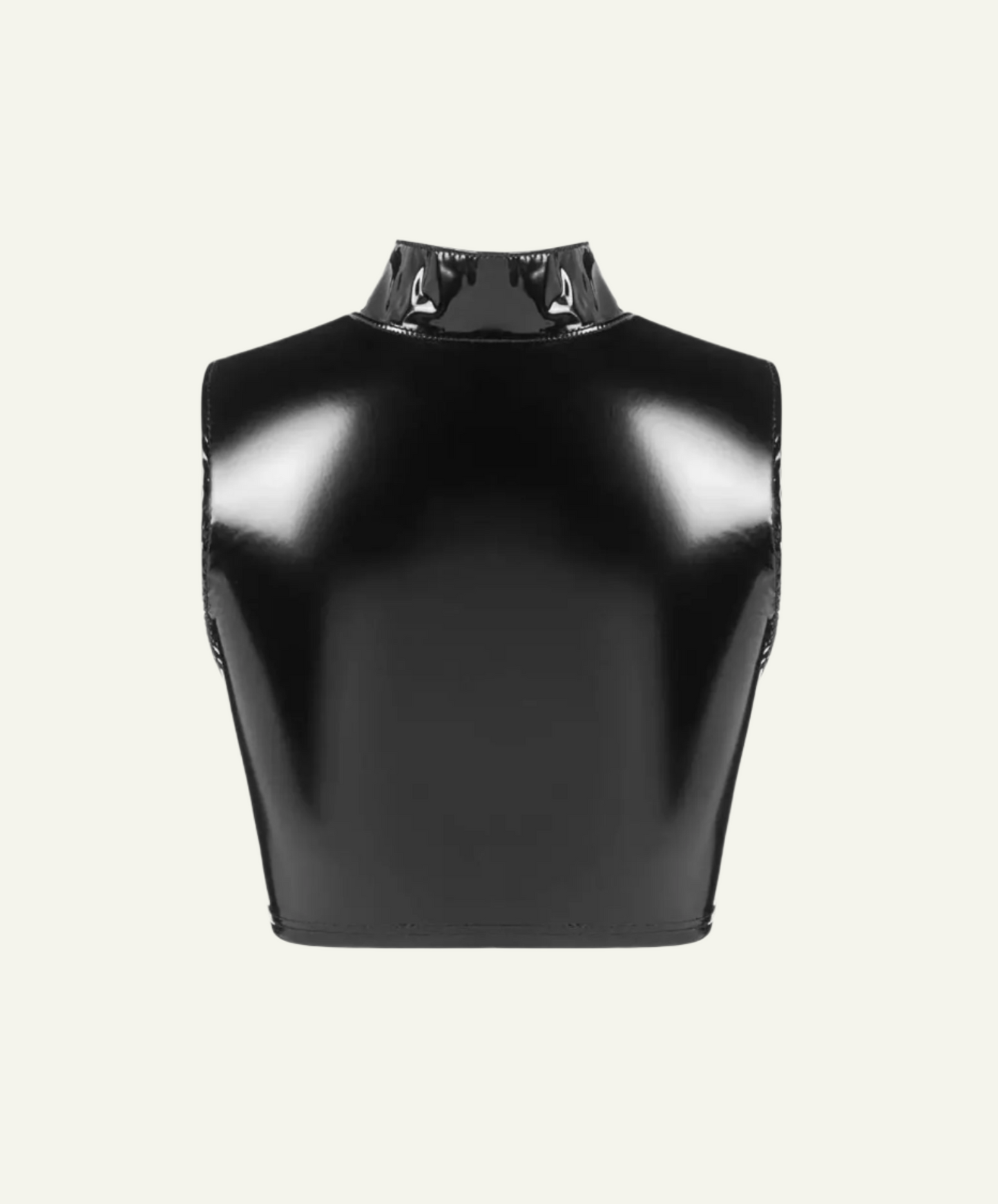 Stand Collar Hollow Out Latex Vest